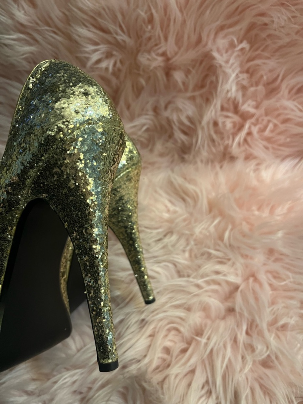 Funtasma Gold Sequin Peep-Toe Platform Heels - Picture 3 of 5